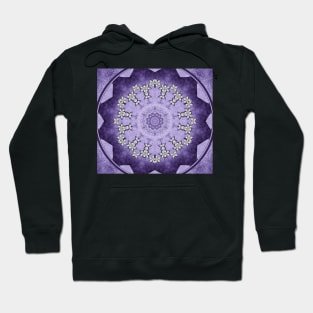 Silver flowers on deep purple textured mandala disc Hoodie